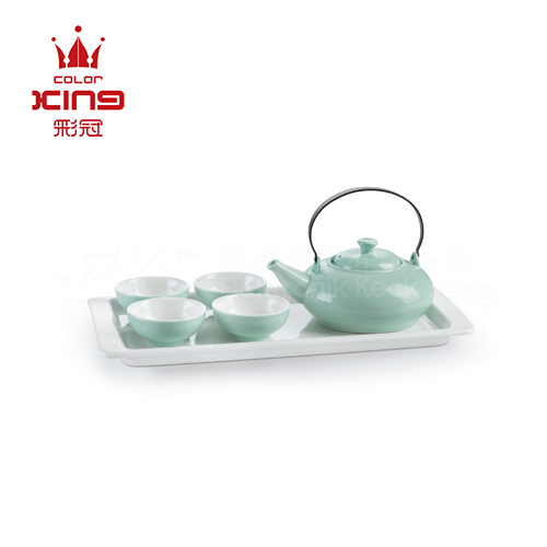 Color King 100% Ceramic Tea Set of 6 - Sakura Series-Blue