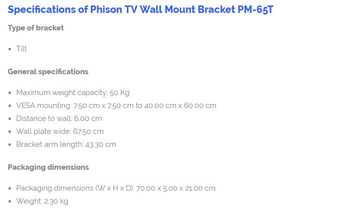 Phison 32''-65'' Tilt & Rotate Ceiling Mount TV Bracket PM65T