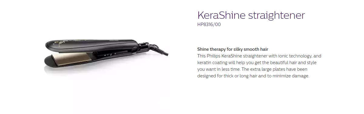 Philips HP8316 KeraShine Straightener with Ionic Care (HP8316/00)